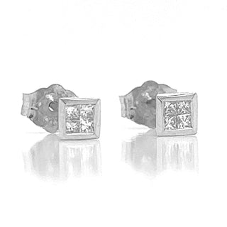 Natural Diamond Earring Studs, in White Gold