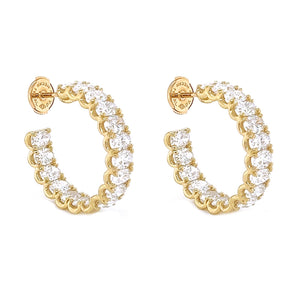 Natural Oval Cut Diamond Inside-Out Hoop Earrings, in Yellow Gold