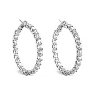 13.03 ct.tw. Natural Emerald Cut Diamond Inside-Out Hoop Earrings, in White Gold
