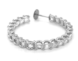 2.11 ct.tw. Natural Emerald Cut Diamond Hoop Inside Out Earrings, in White Gold