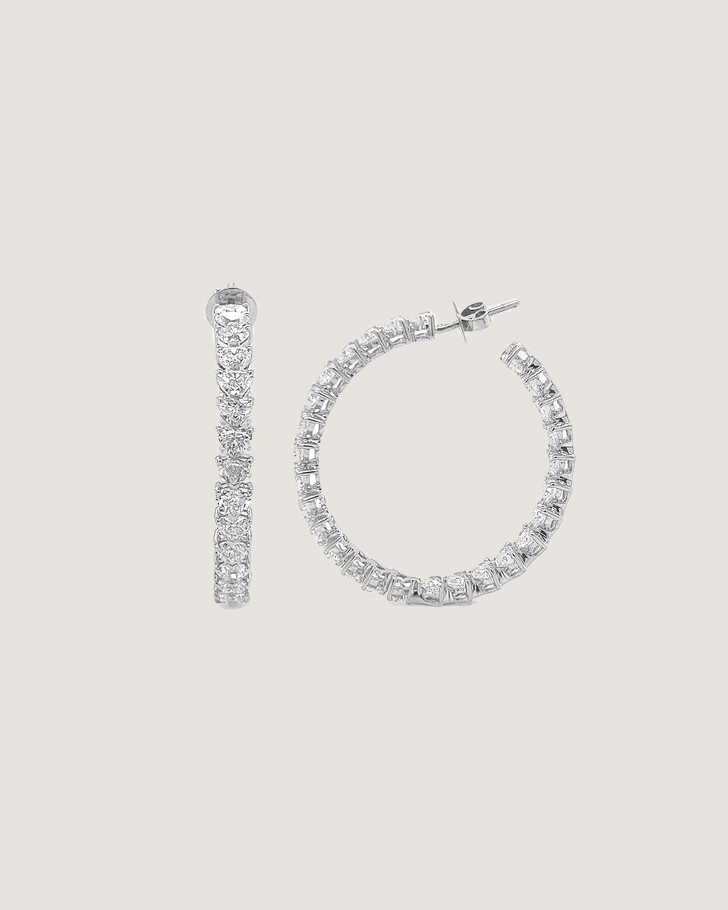Heartbeat Diamond Inside-Out Hoop Earrings, in White Gold