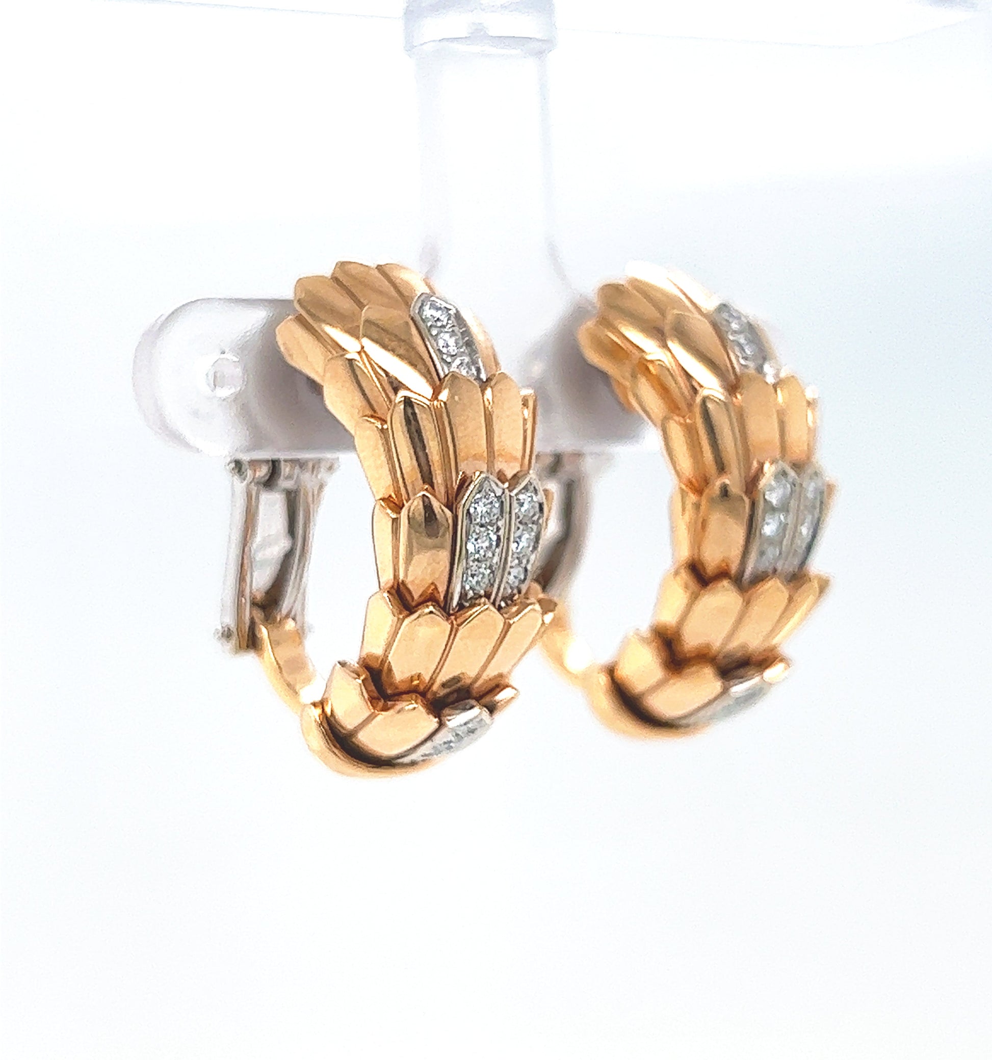 Roberto Coin Diamond Hoop Cobra Cocktail Earrings, in Rose Gold - Pre-owned