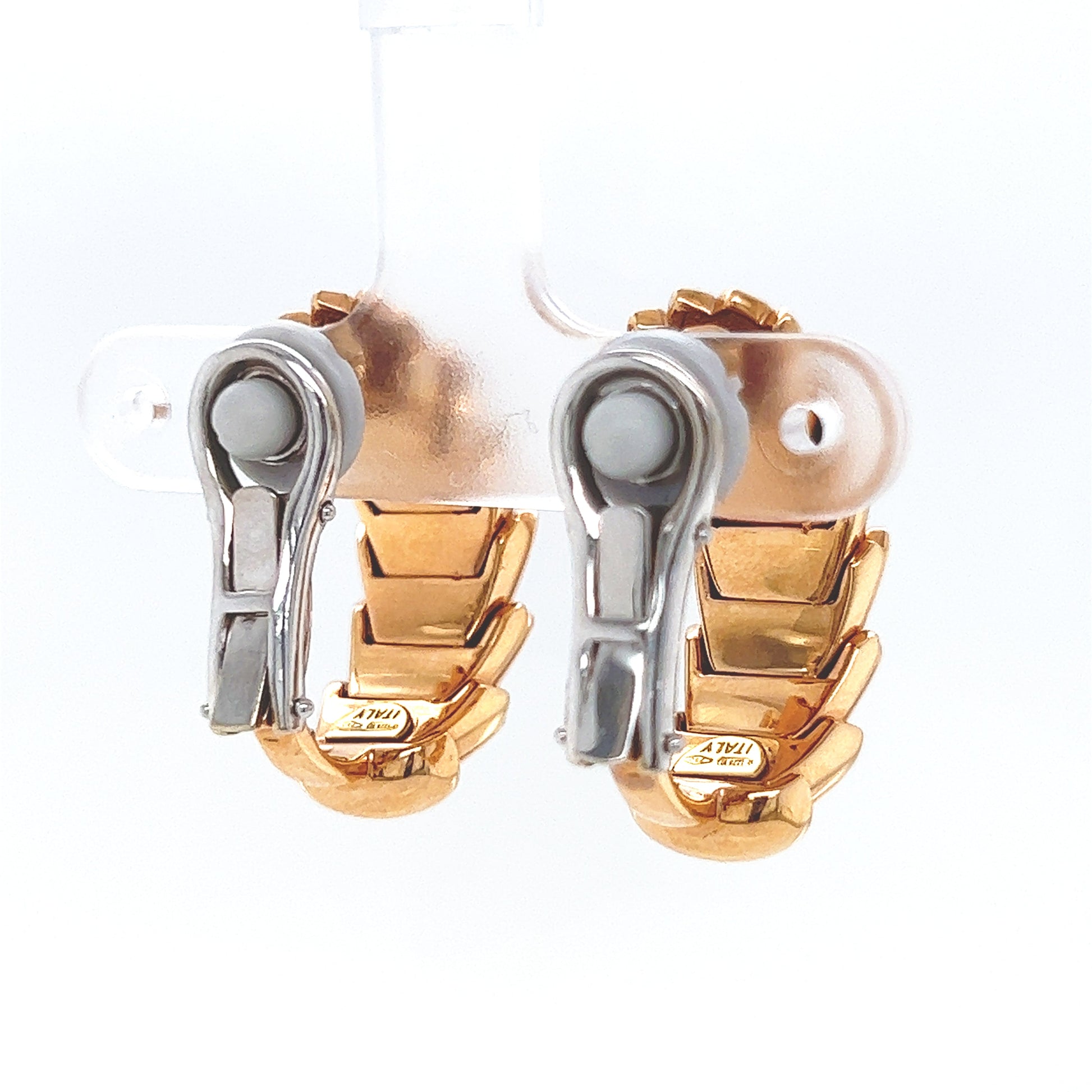 Roberto Coin Diamond Hoop Cobra Cocktail Earrings, in Rose Gold - Pre-owned