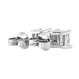 Natural Princess Cut Diamond Stud Earrings, in White Gold