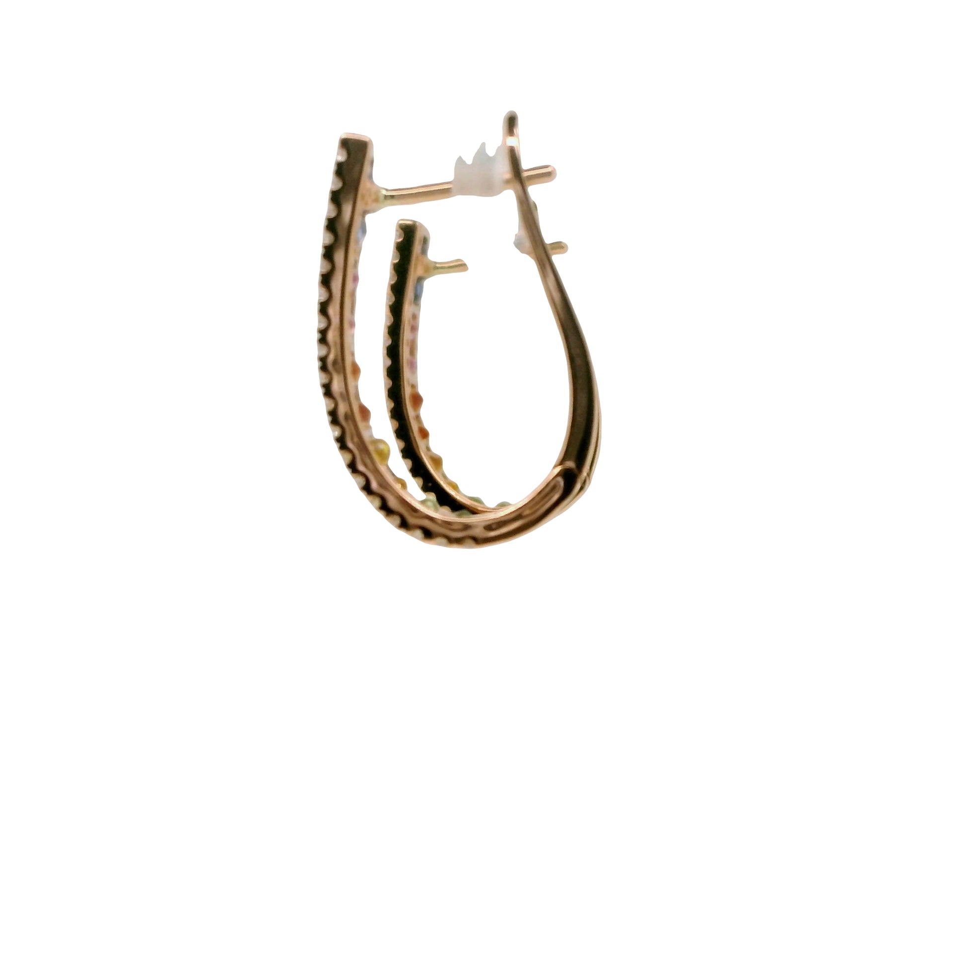 Natural Rainbow Sapphire and Diamonds Hoops Earrings, in Rose Gold