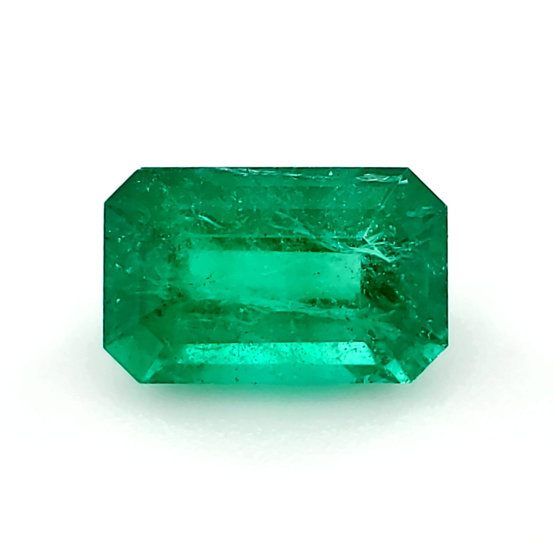 1.05 Carat Emerald Cut Forest Blue Emerald (Non-Certified) IGr I1