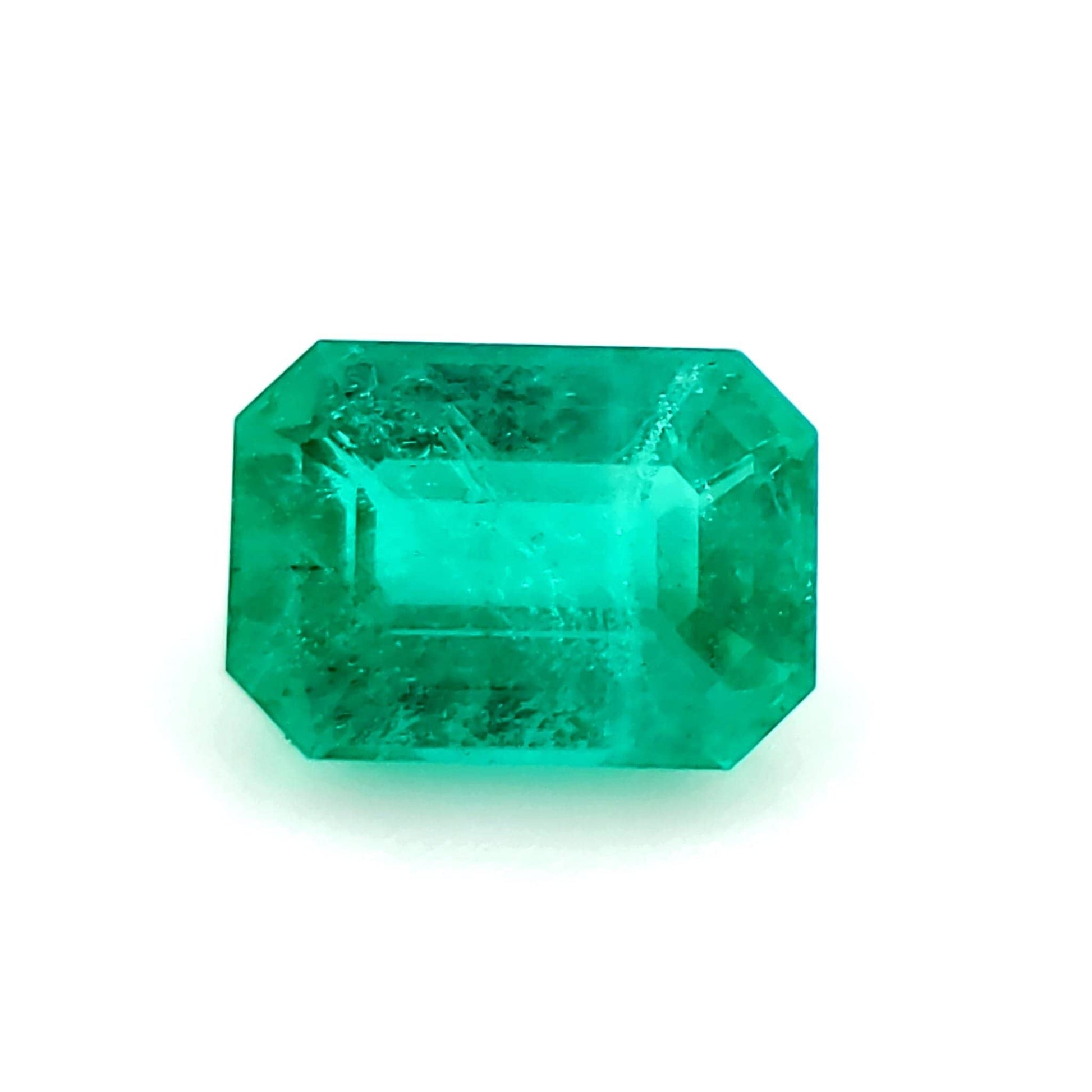 1.54 Carat Emerald Cut Forest Blue Emerald (Non-Certified) IGr I1