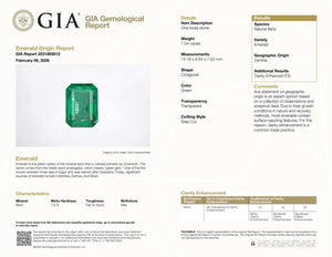 7.54 Carat Green Zambia Emerald Emerald Cut GIA