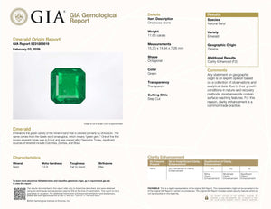 11.65 Carat Green Zambia Emerald Asscher Cut GIA