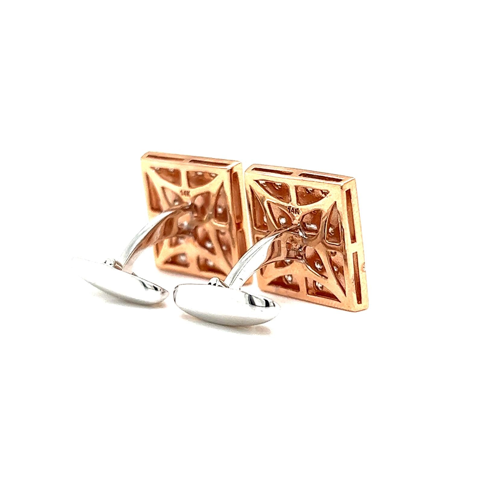 Natural Diamonds Men's Cufflinks, in Rose Gold