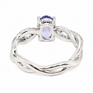 Natural Tanzanite and Diamond Cocktail Bridal Anniversary 14KT White Gold Ring