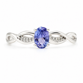 Natural Tanzanite and Diamond Cocktail Bridal Anniversary 14KT White Gold Ring