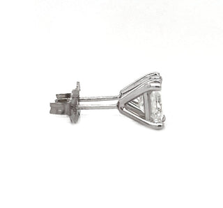 Natural Princess Cut Diamond Stud Earrings, in White Gold