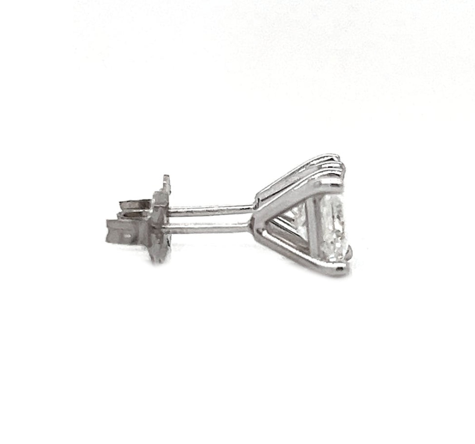 2.01 ct. t.w Natural Princess Cut Diamond Stud Earrings, in White Gold