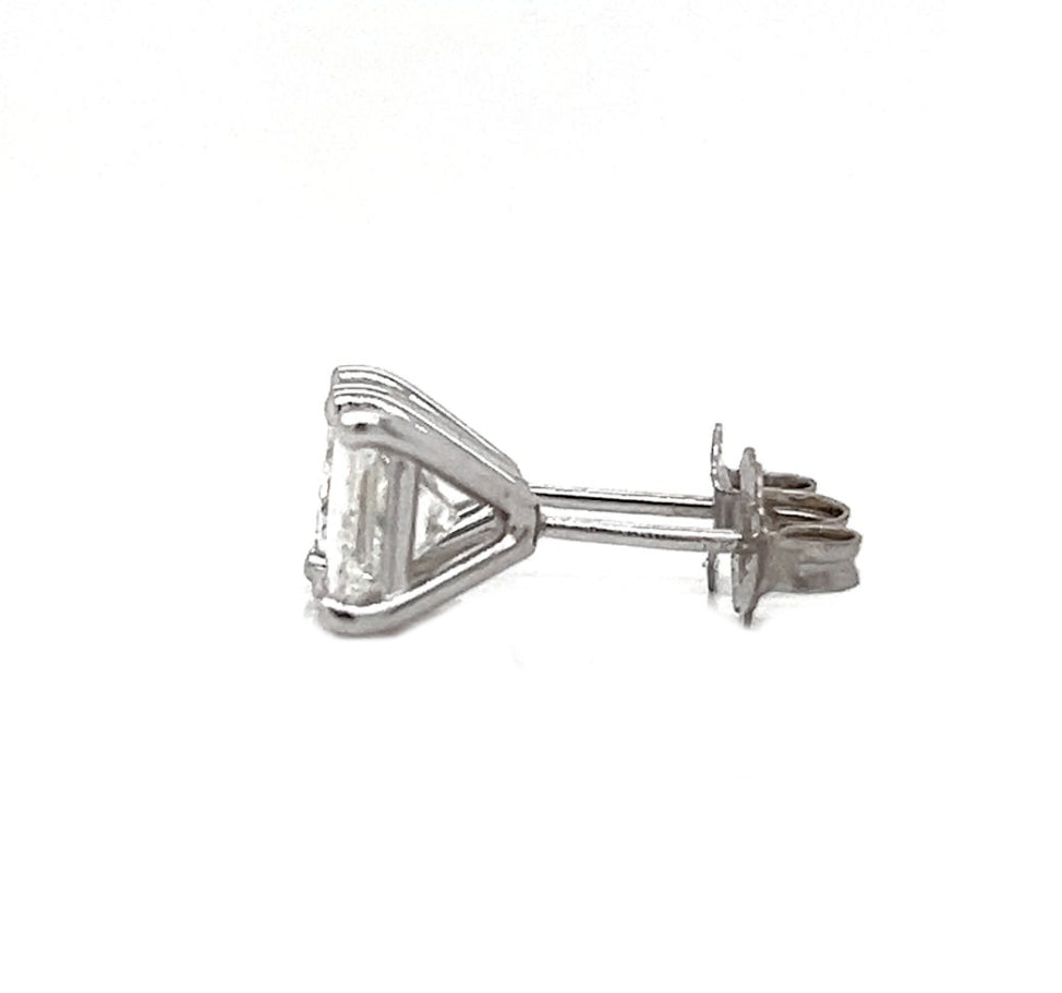 2.01 ct. t.w Natural Princess Cut Diamond Stud Earrings, in White Gold