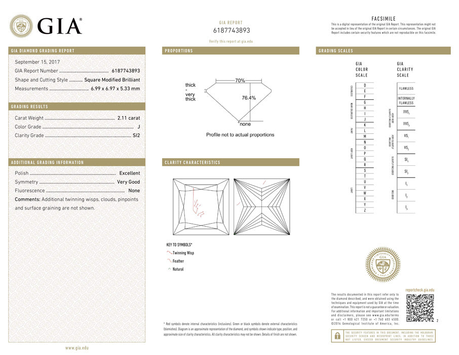 2.11 ct Diamond PR J SI2 (GIA) 6187743893