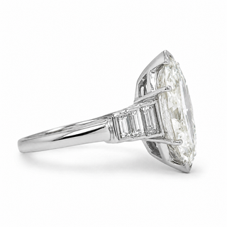 Natural Marquise and Baguette Diamond Bridal Platinum Ring