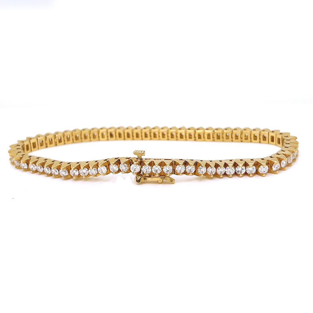 Natural Round Diamond Unique Design Tennis Bracelet, in Yellow Gold