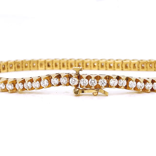 Natural Mined Round Diamond Unique Design Tennis Bracelet Yellow Gold