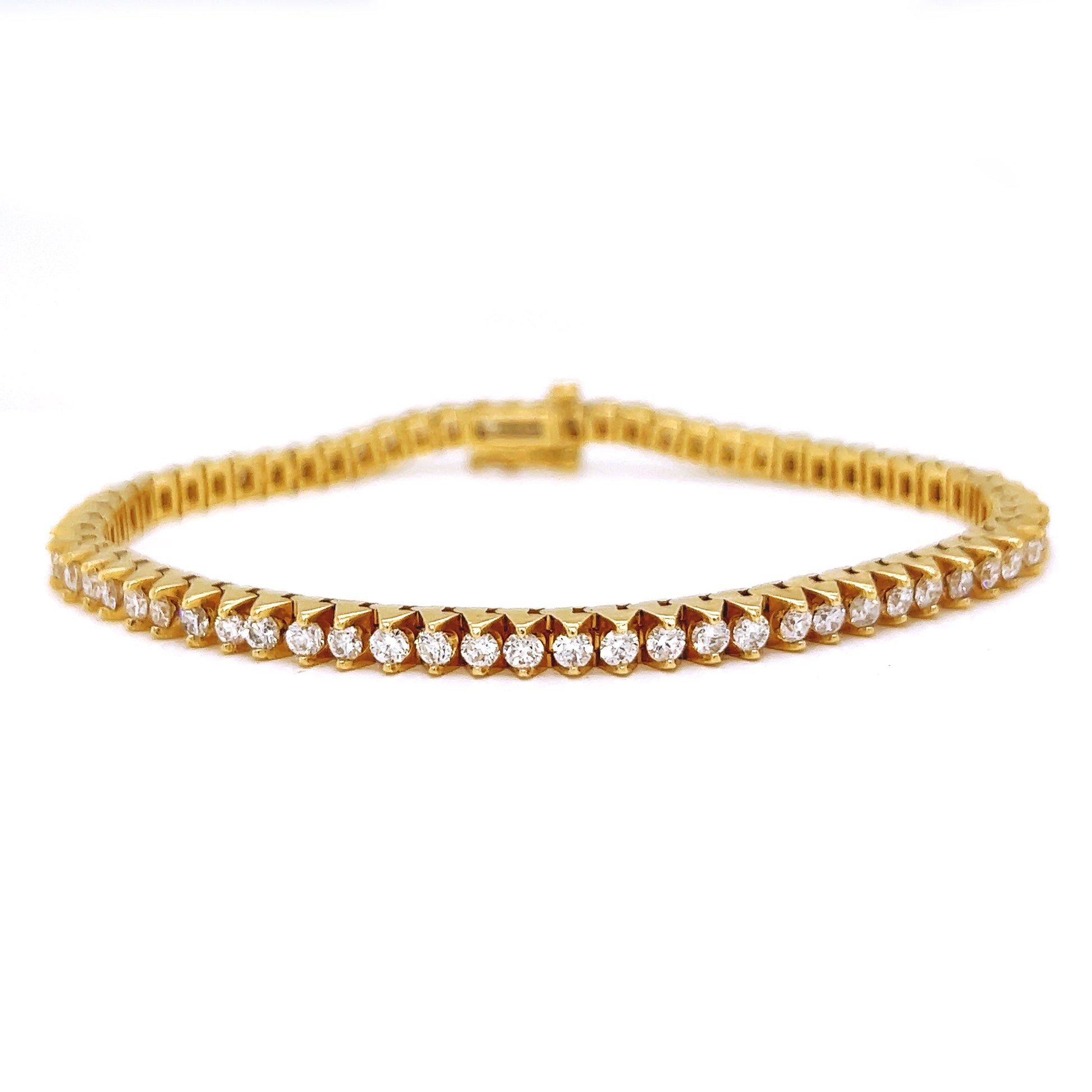 Natural Round Diamond Unique Design Tennis Bracelet, in Yellow Gold
