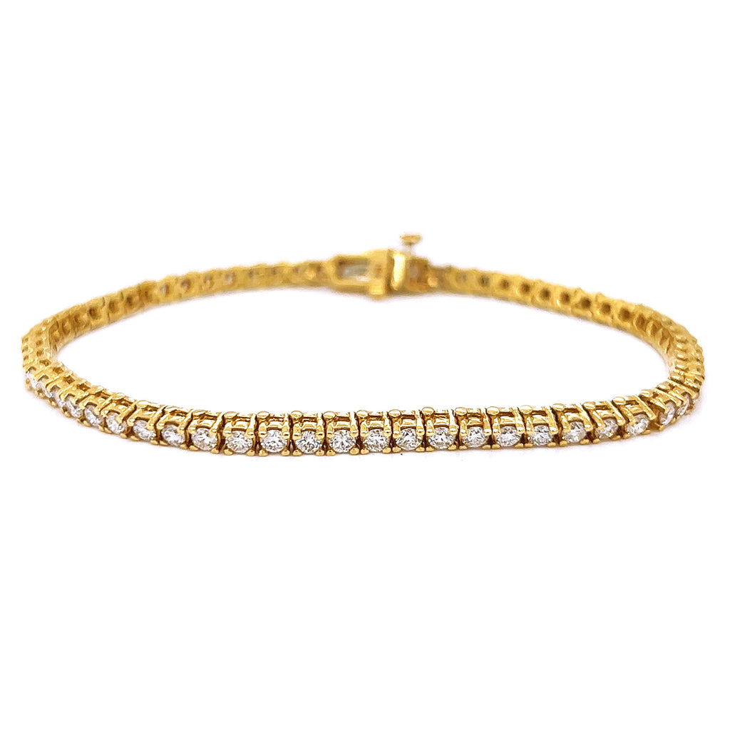 Natural Round Diamond Tennis Bracelet, in Yellow Gold