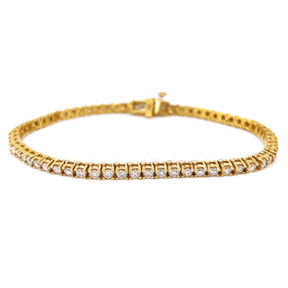 Natural Mined Round Diamond Tennis Bracelet Yellow Gold