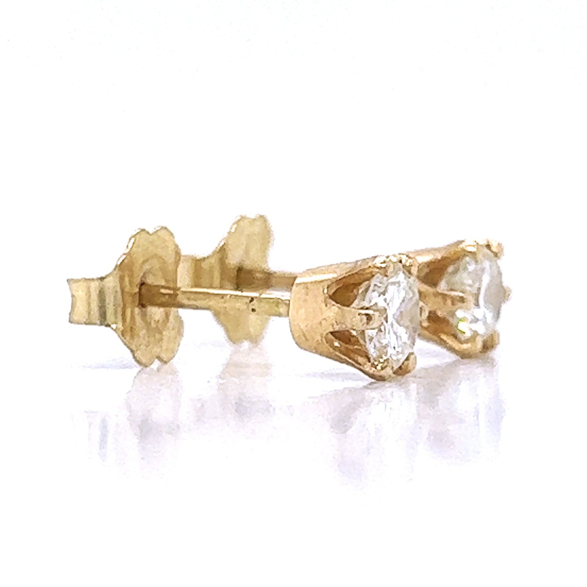 Natural Diamond Stud Earrings, in Yellow Gold - Pre-owned