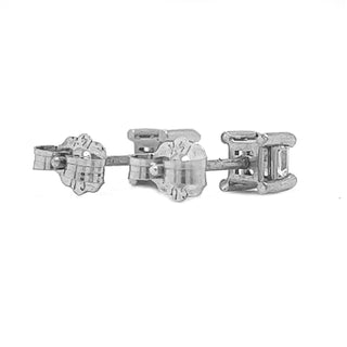Natural Diamond Princess Cut Stud Earrings, in White Gold
