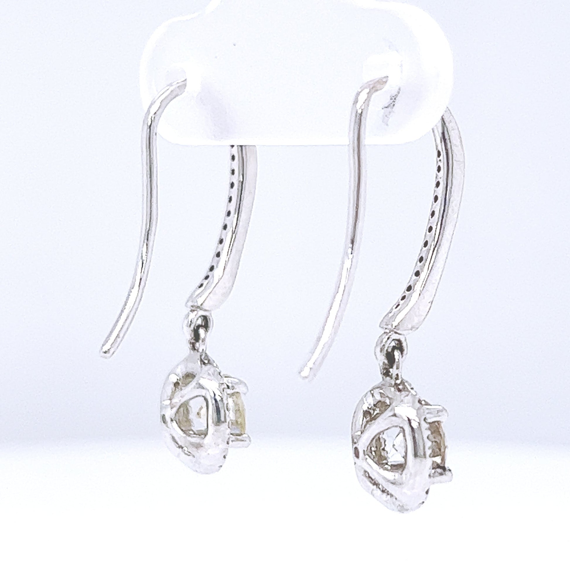 Natural Diamond Halo Chandelier Earrings, in White Gold