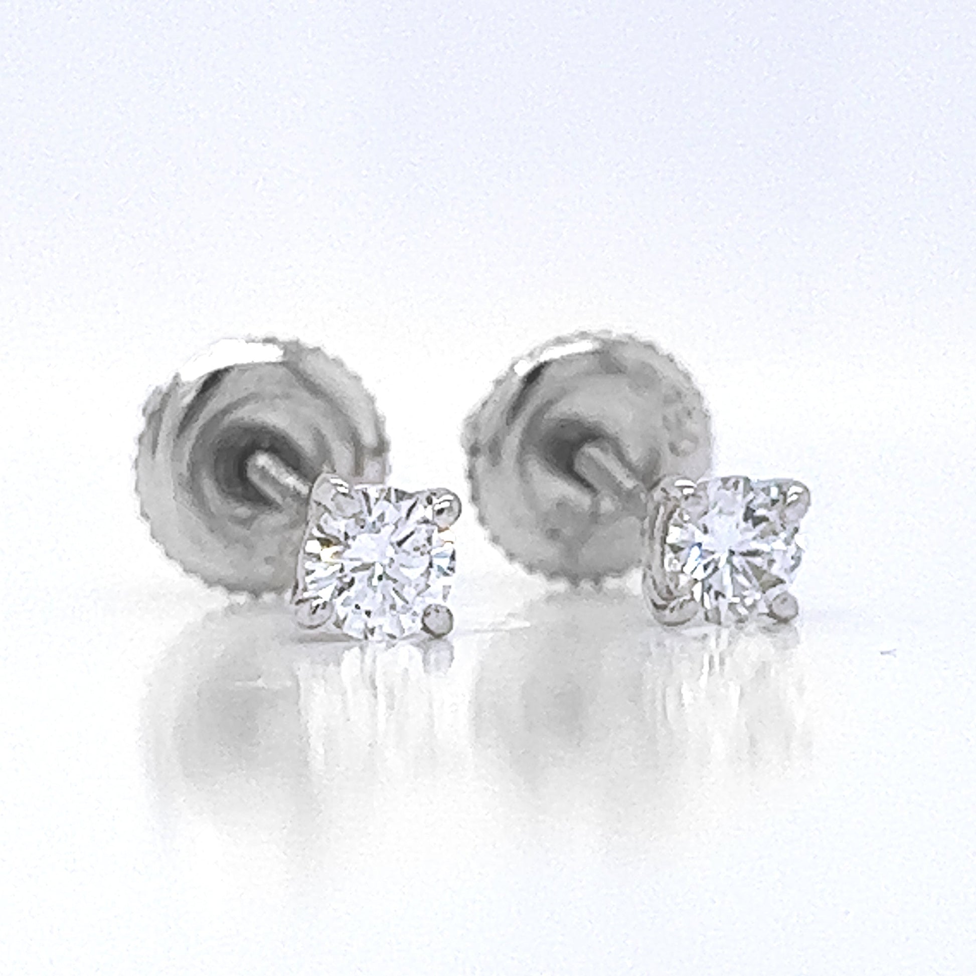 Natural Round Diamond Dainty Stud Earrings, in White Gold