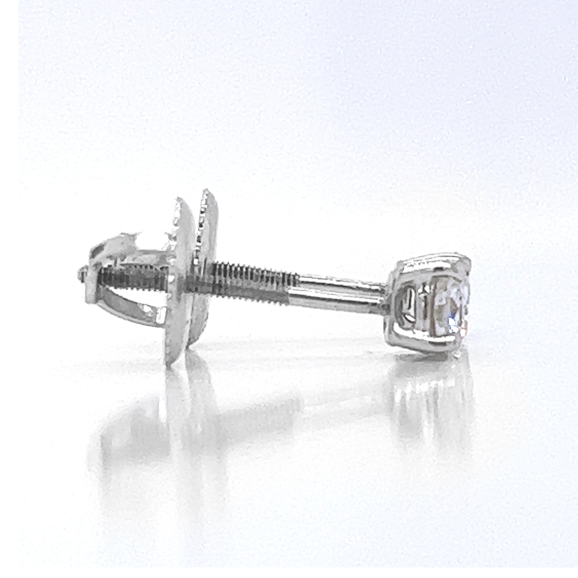 Natural Round Diamond Dainty Stud Earrings, in White Gold