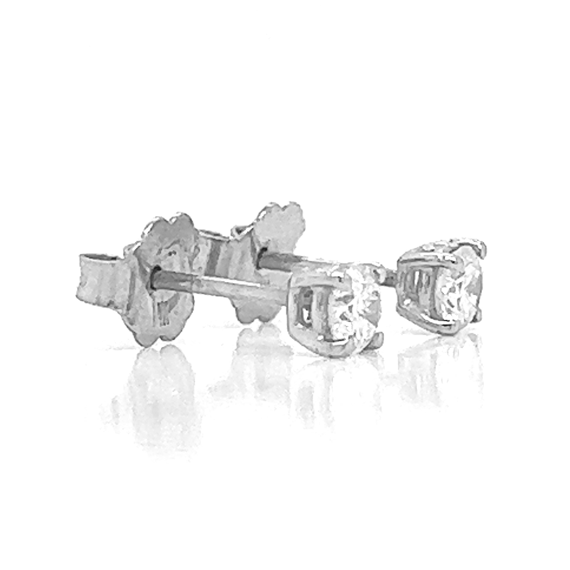Natural Diamond Stud Earrings, in White Gold