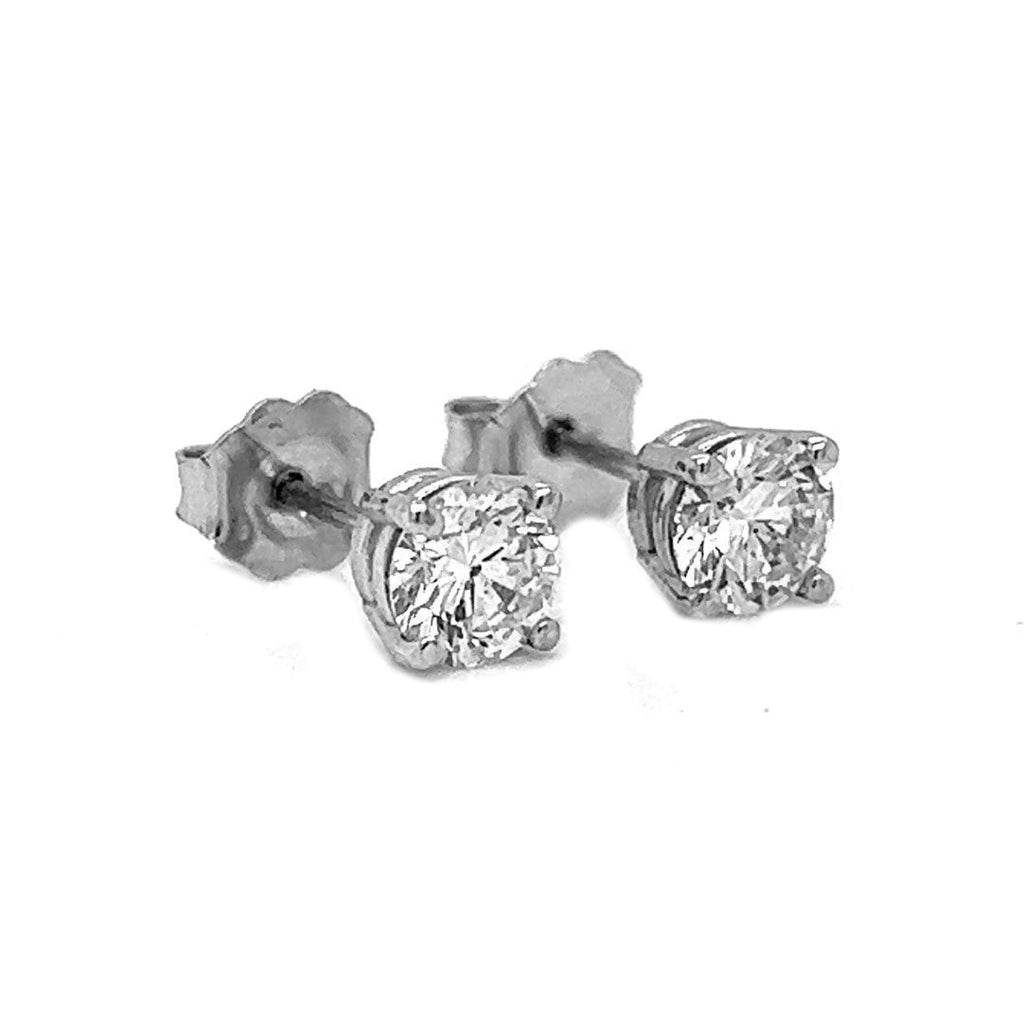 Natural Round Diamond Stud Earrings, in White Gold
