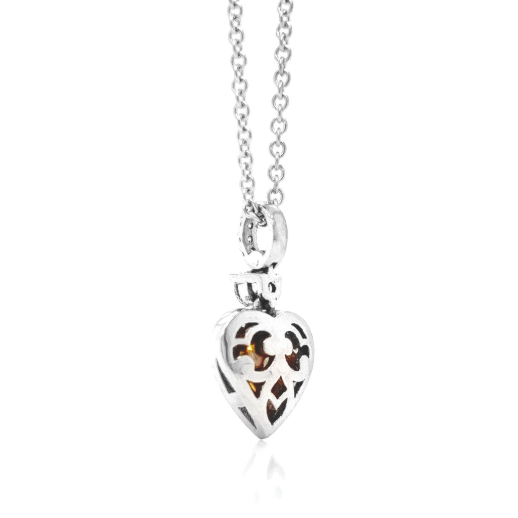 Natural Fancy Yellow Heart Diamond Halo Cocktail Pendant Necklace, in White Gold