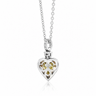 Natural Fancy Yellow Heart Diamond Halo Cocktail Pendant 18KT White Gold