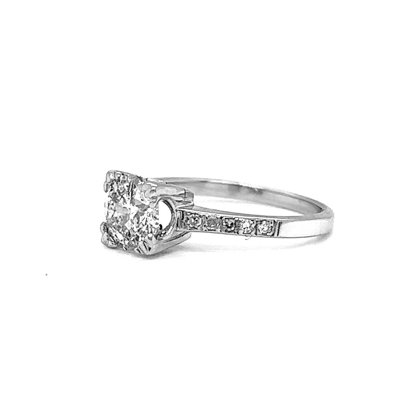 Natural Old European Cut Diamond Bridal Ring, in White Gold - Pre-owned