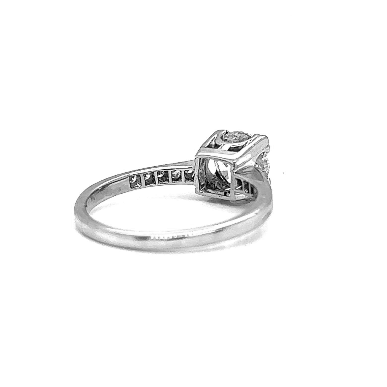 Natural Old European Cut Diamond Bridal Ring, in White Gold - Pre-owned