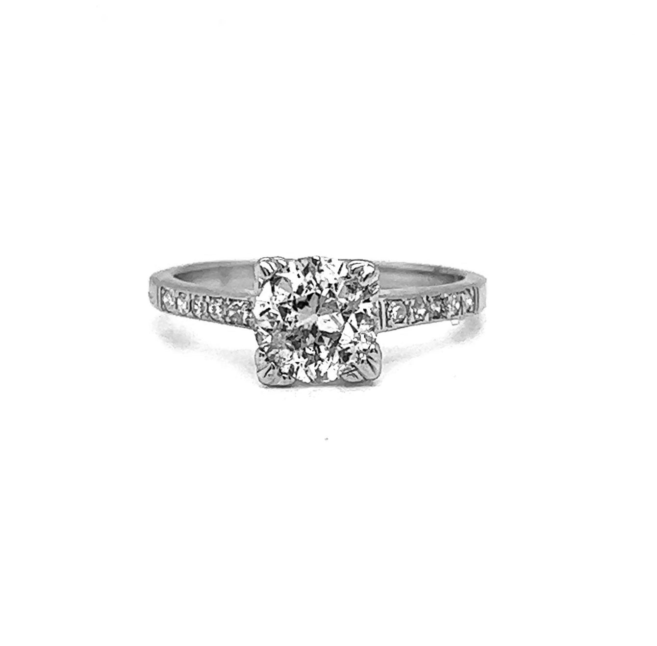 Natural Old European Cut Diamond Bridal Ring, in White Gold - Pre-owned
