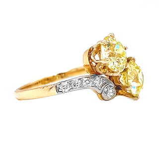 Natural Old European Cut Fancy Yellow Diamonds Diamond Yellow Gold GIA