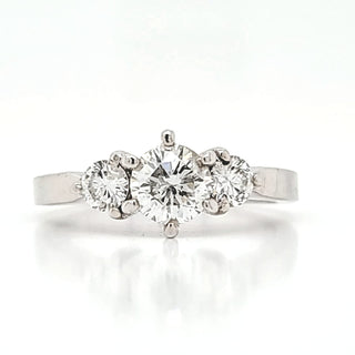Natural Round Diamond 3 Stone Bridal Ring, in White Gold