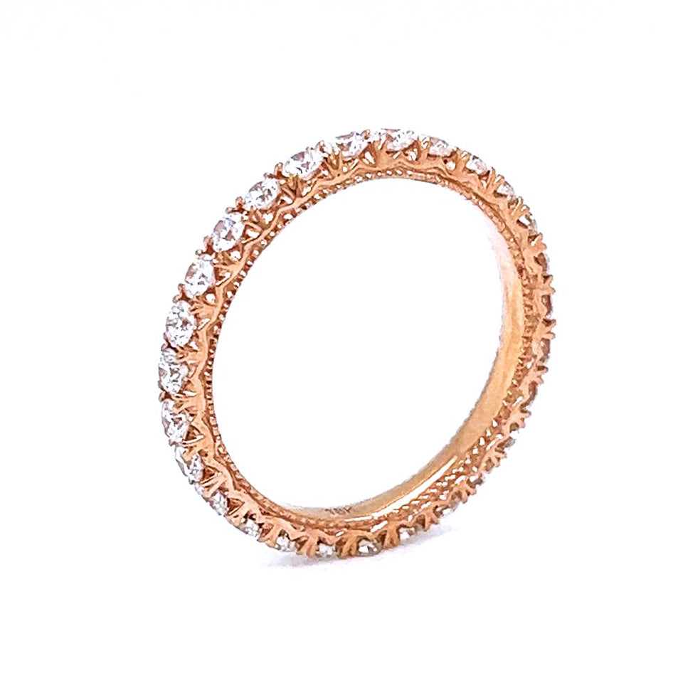0.66 ct.t.w. Natural Diamond French Pavé Eternity Band Ring, in Rose Gold
