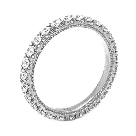 0.48 ct.t.w. Natural Diamond French Pavé Eternity Band Ring, in White Gold