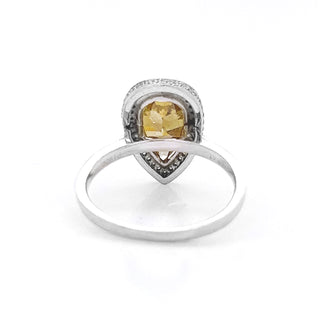 Natural Mined Fancy Deep Brown-Yellow Diamond Halo Ring Platinum GIA