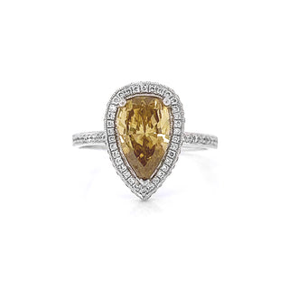 Natural Mined Fancy Deep Brown-Yellow Diamond Halo Ring Platinum GIA