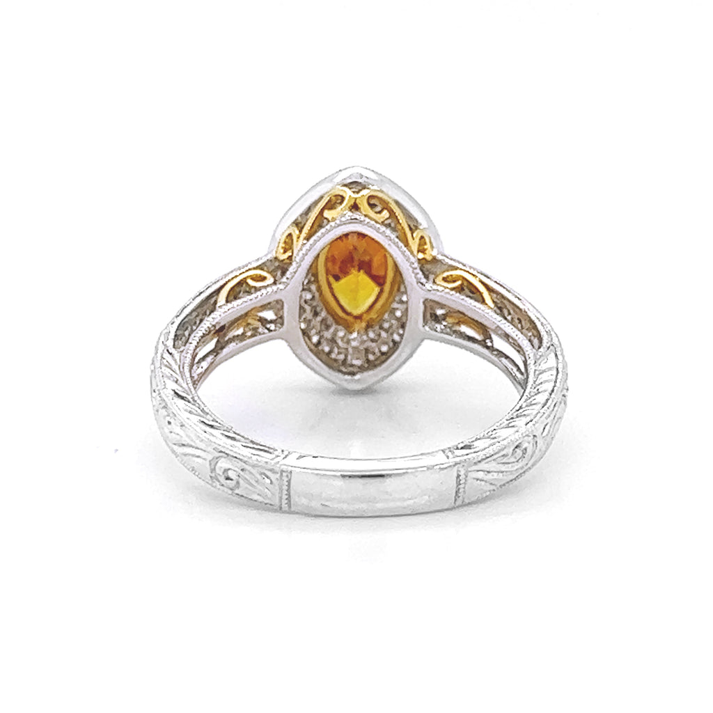 Natural Fancy Deep Brownish-Yellowish Orange Diamond Halo Bridal Ring Platinum