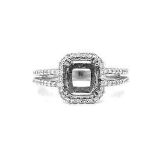 Natural Mined Diamond Semi-Mount Fits 8 x 6.5 mm Halo Ring White Gold