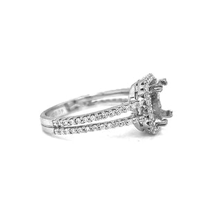 Natural Mined Diamond Semi-Mount Fits 8 x 6.5 mm Halo Ring White Gold