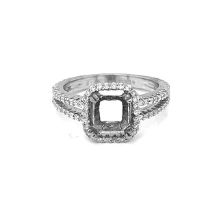 Natural Mined Diamond Semi-Mount Fits 8 x 6.5 mm Halo Ring White Gold