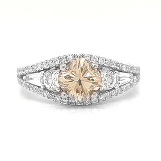 Natural Fancy Yellow Diamond Cocktail Art Deco Ring, in White Gold