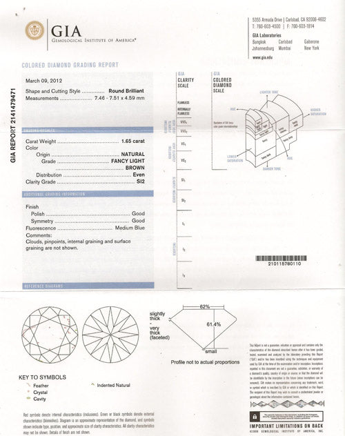 1.65 ct Diamond Round Cut FBr SI2 (GIA) 2141479471